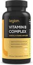 LEGION Vitamin B-Complex (120 Capsules) - Choline ve Inositol Supports Mood & Liver Function - Vegan B Kompleks Vitaminleri Enerji Metabolism & Kas Fonksiyonları