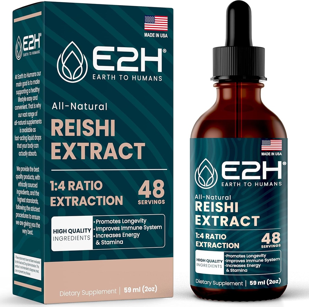 Reishi Mushroom Supplement - Γρηγορότερη απορρόφηση από Reishi Mushroom κάψουλες ή σκόνη - Reishi Mushroom Extract μας Προωθεί τη μακροζωία - Reishi Mushroom Βάμμα - 2 Fl Oz από E2H