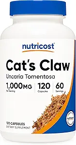 Nutricost Cat's Claw 1000 mg, 120 Capsules - Vegetarian Caps, Non-GMO ve Gluten Free, 60 Hizmetler