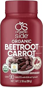 | Beetroot & Carrot Tabletleri | 100% Pure Organic | 90 Count | 1,120 mg | USDA sertifikalı | Non-GMO, Plant-Based for Heart Health & Energy Boost