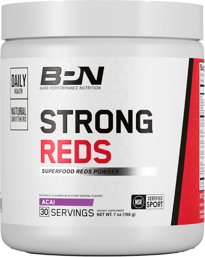 BARE PERFORMANCE NUTRITION, BPN Güçlü Reds Superfood Toz, Digestive Enzymes, Antioksis, Geliştirilmiş Doğal Enerji, 30 Hizmet, Acai