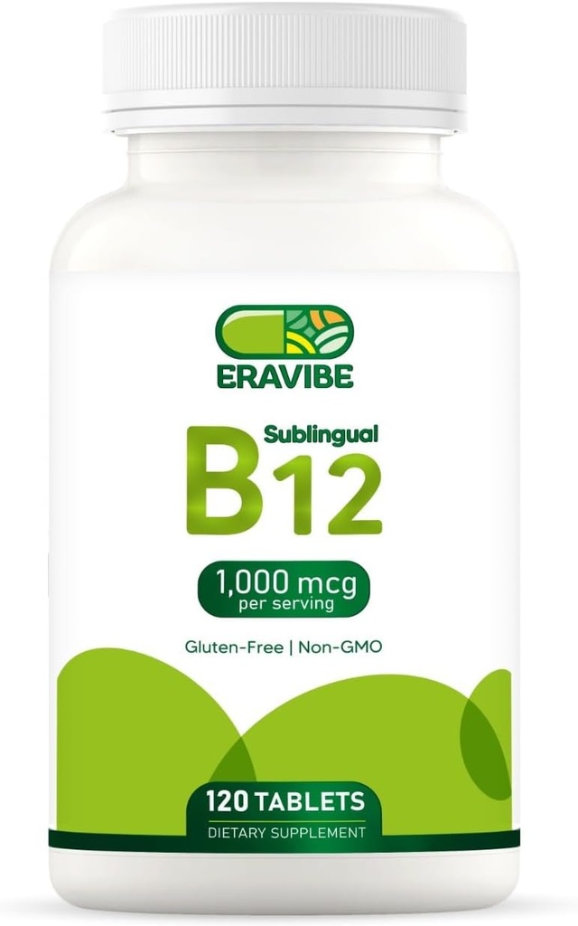 B12 1000 mcg, 120 Tablet, Doğal Kira Flavor, Gluten-Free, Non-GMO, Sugar Free, Fast Dissolve