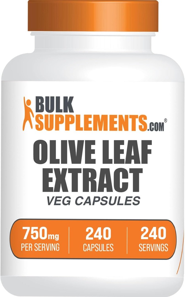 BulkSupplements.com Olive Leaf Extract Capsules - Olive Leaf Supplement, Olive Leaf Capsules - Immune Support, Gluten Free, 1 Capsule per Service, 240 Veg Capsules (Pack of 1)