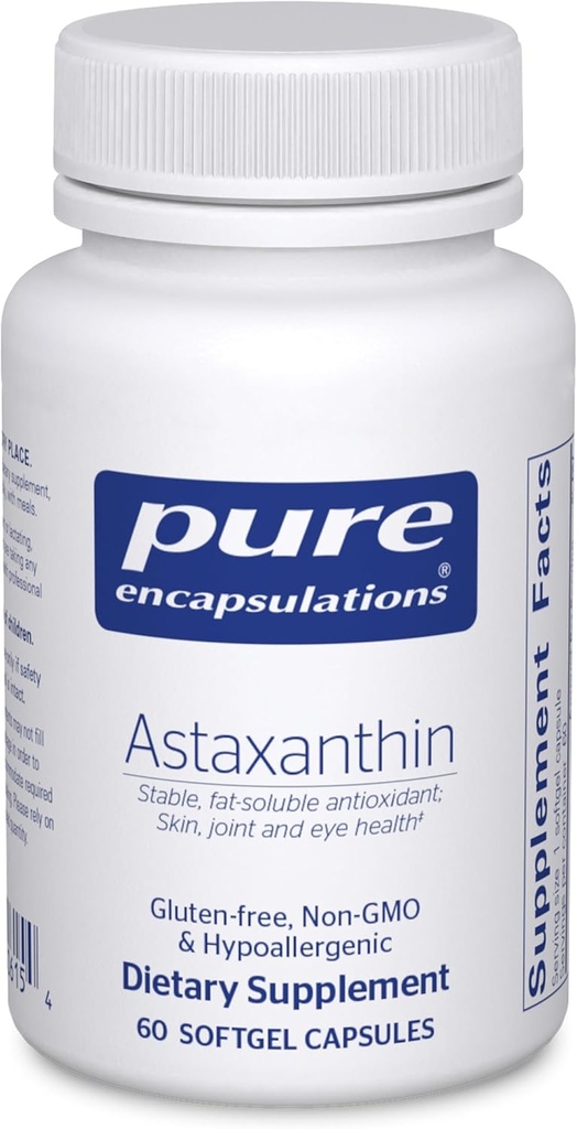 Saf Encapsulations Astaxanthin | Ortaklar için Antioksi Supplement, Skin ve Eye Health ve Free Radikals* | 60 Softgel Capsules
