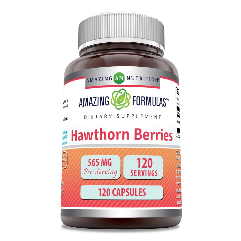 Amazing Formulas HawthornBack | 565 Mg Per | 120 Capsules | Non-GMO | Gluten Free | Made in USA