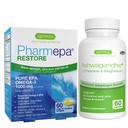 Igennus Pharmepa Restore + Ashwagandha+ L-Theanine & Magnezyum Sche, 1000 mg Pure EPA Omega-3 Fish Oil + 600 mg KSM-66 Ashwagandha Adaptogen Kompleks ile çinko & B Vitaminleri, Mood & Stres Desteği