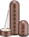 Zannaki Metal Moisture Kanıt Haftalık Pill Organizer, Stackable Alüminyum Alloy BPA Free Travel Hiking 7 Günlük Pill Box Vaka Suları ve Piller, Vitaminler, Fish Oil, Supplements