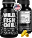 Vahşi Gıdalar Omega 3 Fish Oil Supplement, 120 Capsules (1 pk) | Vahşi Caught, Burpless, Odorless, Non-GMO, Gluten Free | DPA, DHA, EPA Triple Strength Heart & Ortak Beslenme Kadınlar ve Erkekler için