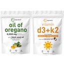 Micro Συστατικά Λάδι από Ρίγανο Softgels 6.000mg ανά Σερβίρισμα & βιταμίνη D3 5000 IU Plus K2 (MK-7) 100 mcg, 300 Virgin Coconut Oil Softgels Bundle Pack 