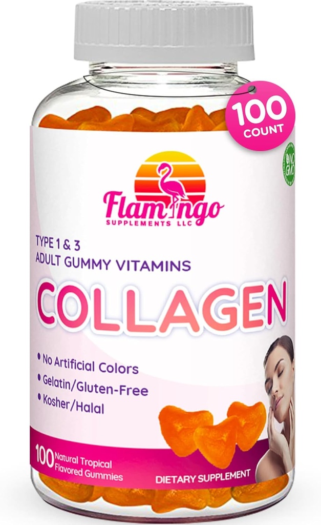 Collagen Gummies- Natural Marine Collagen for Women, and Men- Collagen Supplements for Skin Hair, Nails- Hydrolyzed Type 2 & 1 3- Pills and Tozs - No Gelatin, Kosher, Halal- 100 Ct.