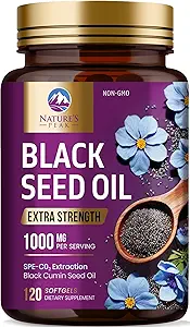 Black Seed Oil 1000 mg - Premium Ekstra Kuvvet Nigella Sativa Blackseed Oil - Black Seed Oil Skin, Digestive Health & Immune Support - Non-GMO Antioksi, Gluten Free Supplement - 120 Softgels