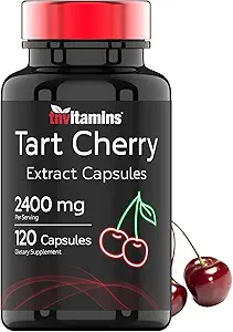 Tart Cherry Capsules (2400 MG - 120 Kont) | Montmorency Cherry Extract | Antioksis, Anthocyanins, & Phytonutrients | Tart Cherry For Sleep and More! | Non-GMO, Made in the USA!