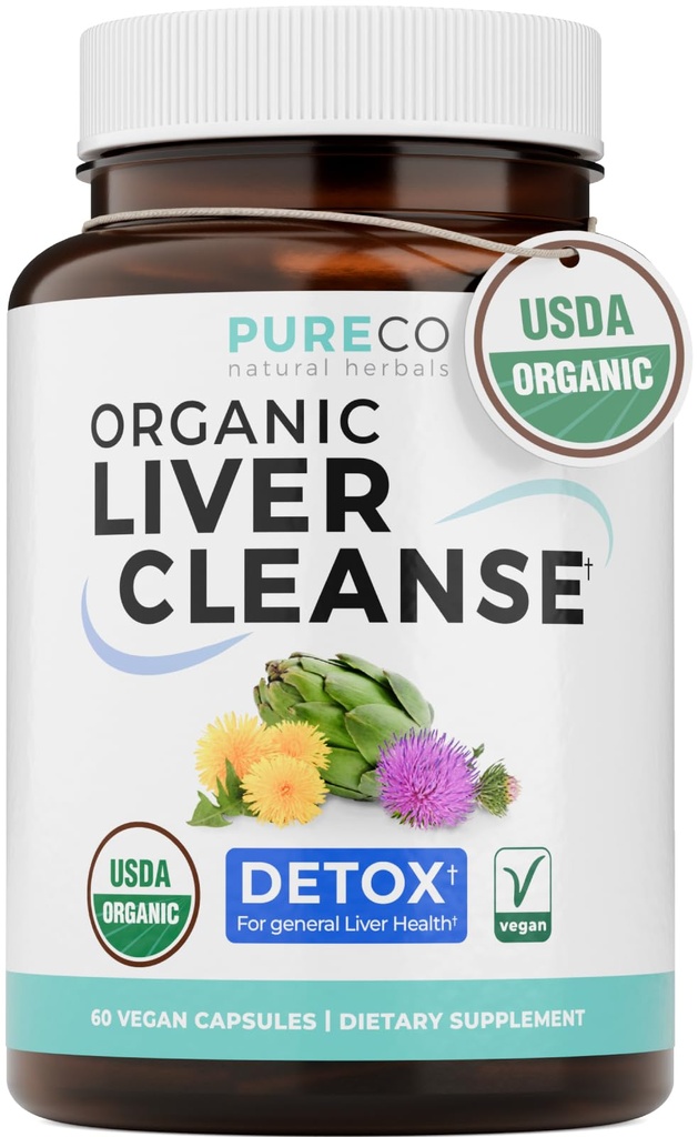 Organic Liver Cleanse Detox & Repair (Vegan, Non-GMO) εκχύλισμα γαϊδουράγκαθου (80% Silymarin), ρίζα δαντελίων, φύλλο Artichoke, κίτρινη προβλήτα - συμπλήρωμα στήριξης της υγείας του ήπατος - 60 κάψουλες (όχι χάπια)