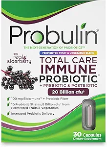 Probulin Total Care Immune = Prebiyotiks + Probiyotiks + Postbiyotiks + Yaşlılar Immune & Gut Health - 20 Milyar CFU - 10 Probiyotik Strains, 30 Vegan Capsules