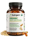 USDA Organic Soy Lecithin Supplement 800 mg, High Absorption Liquid Organic Capsules, Choline Lecithin Supplement for Brain & Liver Health Support, Non-GMO, Gluten Free, 60 Count