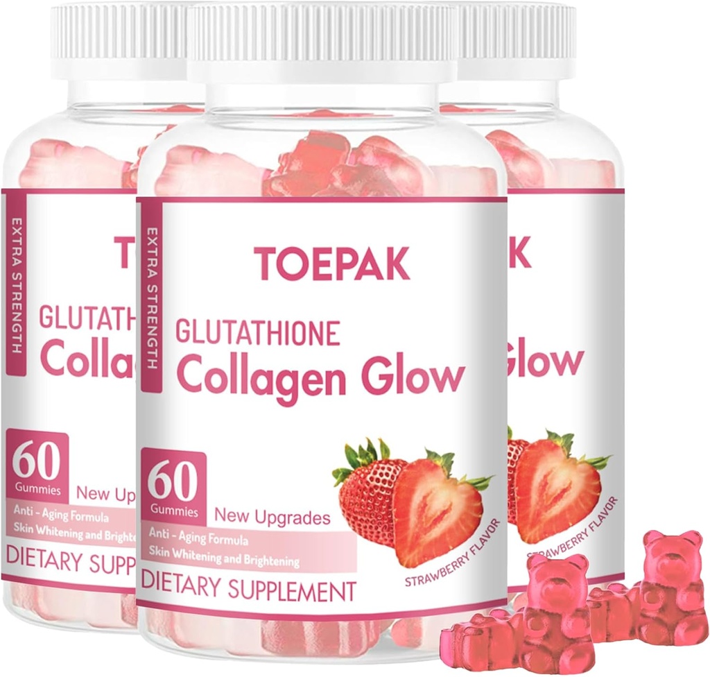 Πολυ Collagen Protein Glow Beauty Collagen Gummies, Γυναικεία Αντιγηραντική Υποστήριξη με Γλουταθιονόνη, Βιοτίνη & Πολυβιταμίνες, Προάγει την Υγεία του Δέρματος & των μαλλιών, Φράουλα, 180 Gummies (90 Ημέρες)