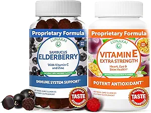 Lunakai Elderberry ve Vitamin E Gummies Sche - Immune Support Supplement with çinko and Vitamin C Plus 1000iu Natural VIT E Gummy for Eye and Skin Health