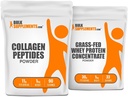 BulkSupplements Collagen Peptides 1 kg + Grass Fed Whey Protein 1kg Sche