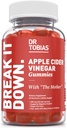 Dr. Tobias Apple Cider Vinegar Gummies with The Mother, 500 mg ACV per Service, Plus Folate, B6, B12 & Iodine, Supports Digestive Health, Gut Cleanse & Detox, Vegan, 60 Gummies