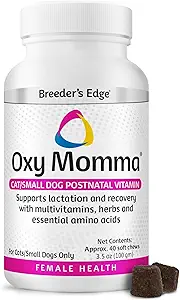 Breeder's Edge Oxy Momma Soft Chews, Postnatal Vitamin Supplement for Lactating Dogs and Cats, Supports Recovery, Hormonlar ve Sonraki Gebelik - Küçük Köpekler ve Kediler için, 40ct Soft Chews