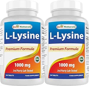 Best Naturals L- Lysine 1000mg 180 δισκία (180 Count (Pack of 1)) (2 φιάλες)