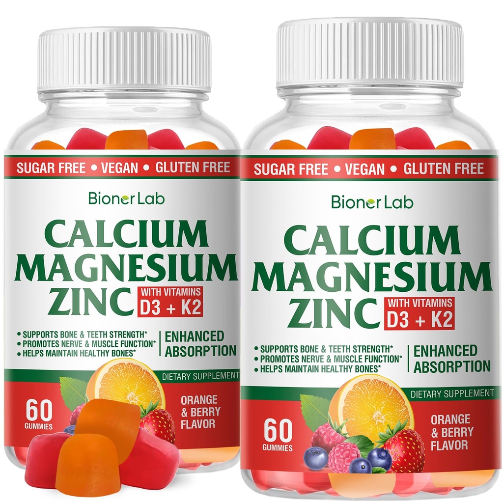 Vitamin D3 & K2 ile Biyoner Laboratuarı Çinko Gummies - Yüksek Potency Absorpsiyon - Orange ve Berry Flavored