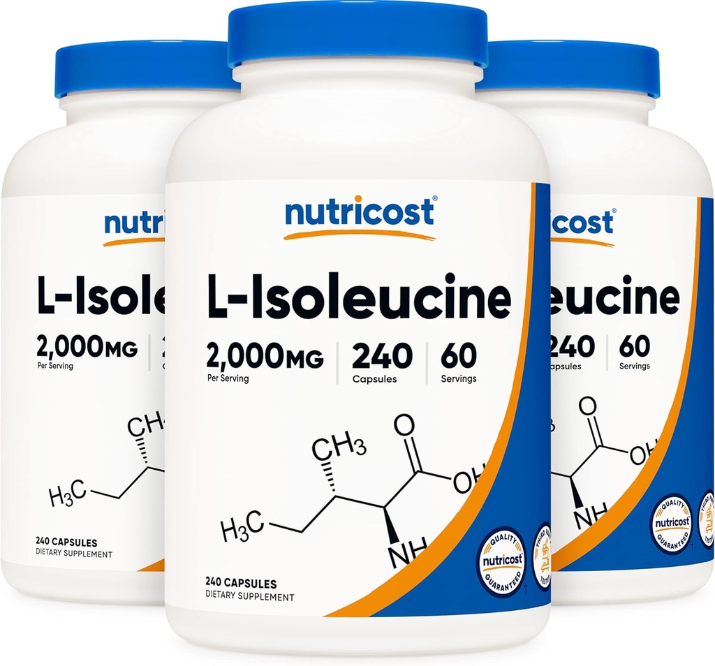 Nutricost L-Isoleucine 2000mg ανά υπηρεσία, 240 κάψουλες ανά φιάλη (3 φιάλες)
