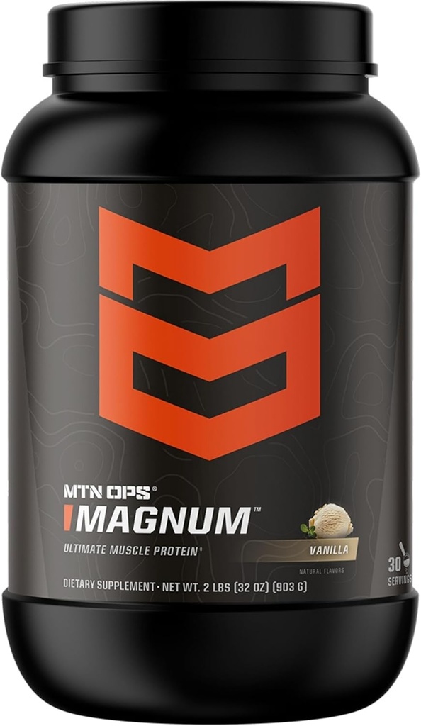 MTN OPS Magnum Vanilla proteini Toz, 23g of Whey Isolate Protein & Süt Protein BCAAs, Zero Sugar & Gluten Free, Vanilla Milkshake, 30-Serving Tub Tub Tub