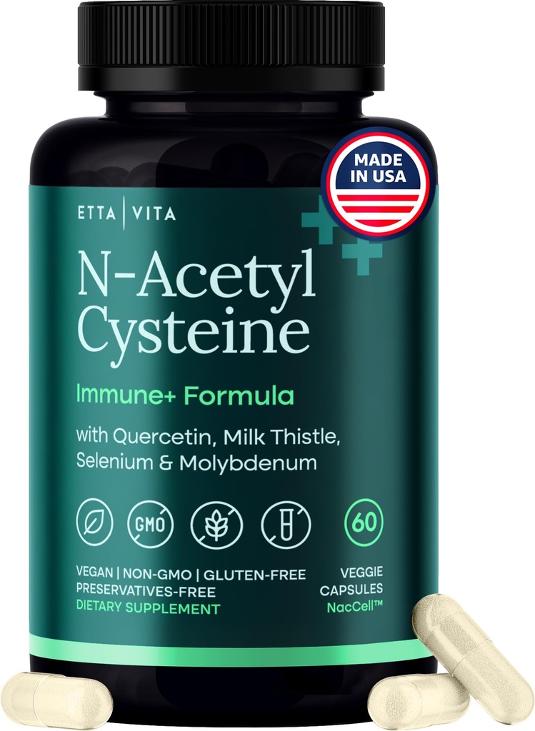 Vegan Liver Detox & Cleanse - NAC συμπλήρωμα N-Ακετυλοκυστεΐνη 600mg με Quercetin, Milk Thistle, Molybdenum & Selenium, N-Ακετυλο-κυστεΐνη Κάψουλες για την υποστήριξη του ανοσοποιητικού, αναπνευστική & εγκεφαλική υγεία