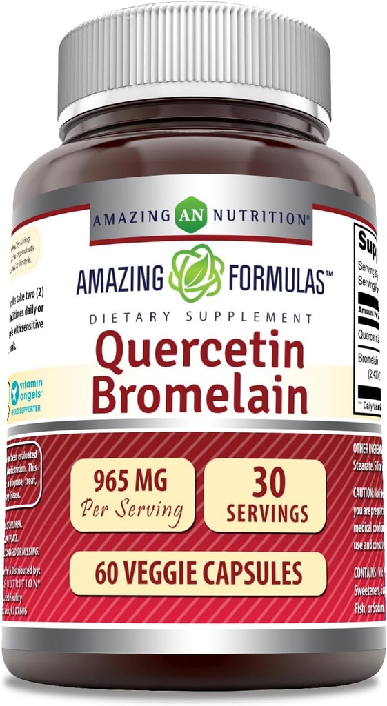 Amazing Beslenme Quercetin 800 Mg ile Bromelain 165 Mg Veggie Capsules Supplement | Non-GMO | Gluten Free | Made in USA | Uygun for Vegetarians (60)
