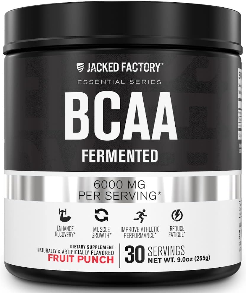 Jacked Factory BCAA Toz (Fermented) - 6g Branched Chain Essential Amino Asit Supplement for Improv Muscle Recovery, Reduced Fatigue, Artan Güçlü, Kas Büyüme - 30 Hizmet, Meyve, Zehirli Zehirler