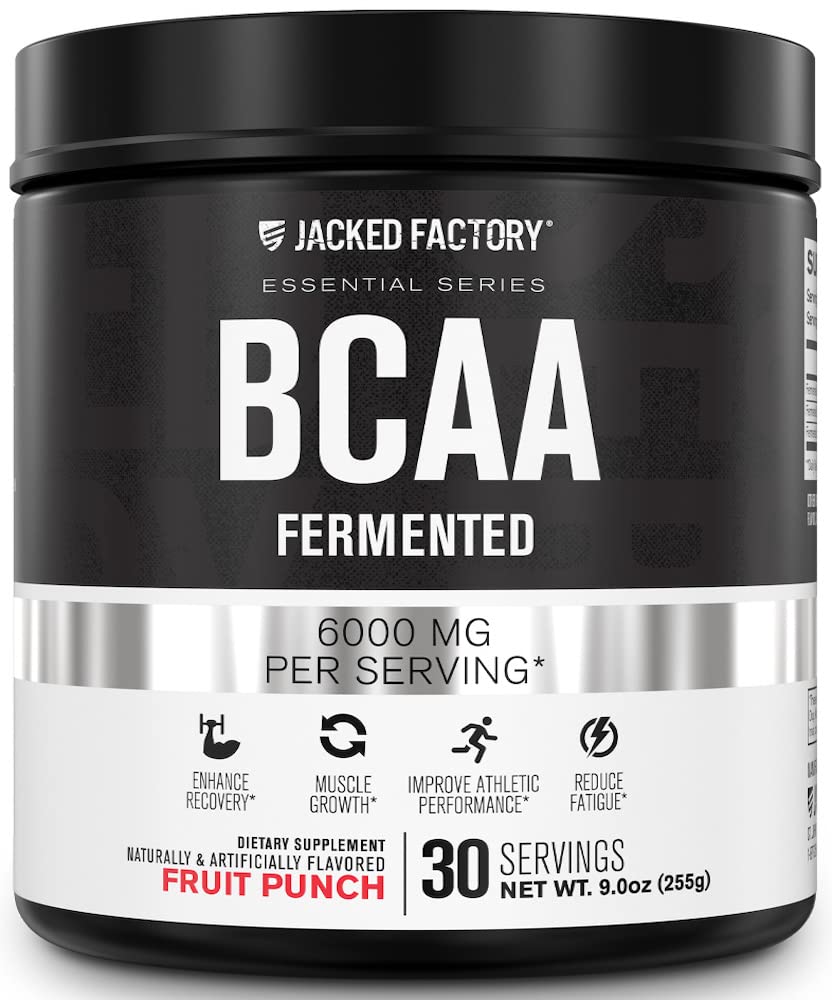 Jacked Factory BCAA Toz (Fermented) - 6g Branched Chain Essential Amino Asit Supplement for Improv Muscle Recovery, Reduced Fatigue, Artan Güçlü, Kas Büyüme - 30 Hizmet, Meyve, Zehirli Zehirler
