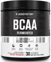 Jacked Factory BCAA Toz (Fermented) - 6g Branched Chain Essential Amino Asit Supplement for Improv Muscle Recovery, Reduced Fatigue, Artan Güçlü, Kas Büyüme - 30 Hizmet, Meyve, Zehirli Zehirler