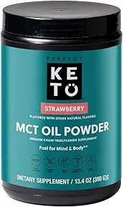 Τέλειο Keto MCT Oil σκόνη, Τριγλυκερίδια μέσης αλυσίδας, Κετογόνο μη γαλακτώδες καφέ Creamer και Bulk συμπλήρωμα, 30 σέρβις (Strawberry)