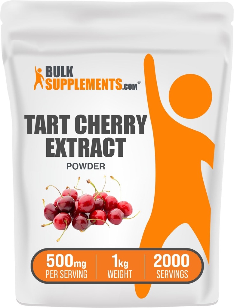 BulkSupplements.com Tart Cherry Extract Powder - Tart Cherry Supplement, Βότανο συμπλήρωμα - Antioxidant Source, Gluten Free, 500mg ανά Σερβίρισμα, 5kg (11 lbs) (Pack of 5)