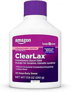 Temel Bakım ClearLax, Sol Glycol 3350 Toz Çözüm için, Osmotic Laxative, Unflavored, 1.11 pound (kısa 1)
