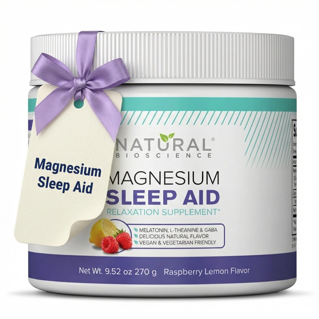 Magnesium Sleep Night Time Powder - Magnesium Citrate, Magnesium Glycinate with Melatonin, L-Theanine and GABA Sleep Aid, Natural Sleep Supplement, Vegan, Gluten-Free, Raspberry Lemon Flavor