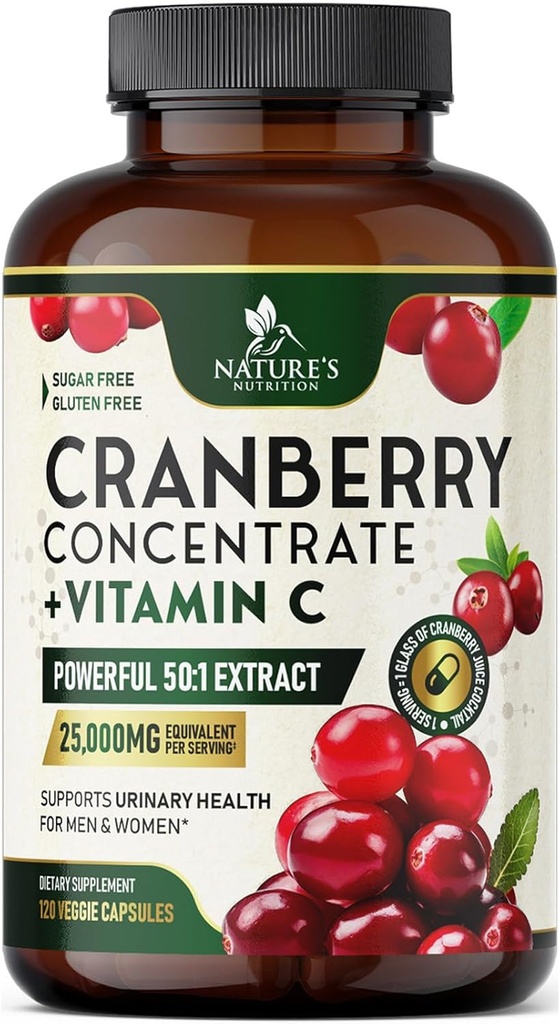 Cranberry Supplement Pills 25.000 mg - Yüksek Potency Vitamin C Cranberry for Women & Men, Urinary Tract Health Support, Sugar Free, Gluten Free, Non-GMO, Cranberry Mechanic - 120 Capsules