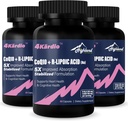 CoQ10 100 mg + R-Lipoic Acid 200 mg hizmet başına 200 mg, 3 Ay Supply, Up to 5X Improv Abors, R-Lipoic Acid/CoQ10 Supplement for Heart Health and Cognitive Health-180 Capsules