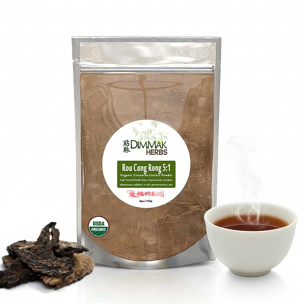 Organik Rou Cong Rong 5:1 Ekstra Toz 4oz | Cistanche Çölicola/Broomrape Lab Test Edildi 5:1 Su veya Smoothie 4oz /112g Tarafından Dimmak Herbs