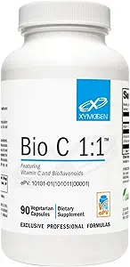 XYMOGEN Bio C 1:1 - High Potency Vitamin C Supplement with Citrus Bioflavonoids - Antioxidant + Immune Support, Promotes Collagen Synthesis (90 Vitamin C Capsules)