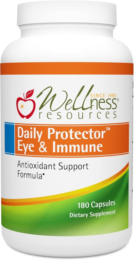 Wellness Resources Daily Protector Eye & Immune - Lutein, Lycopene, Zeaxanthin, Cryptoxanthin, Bilberry και More for Eye, Immune, and Skin Health (180 Κάψουλες)