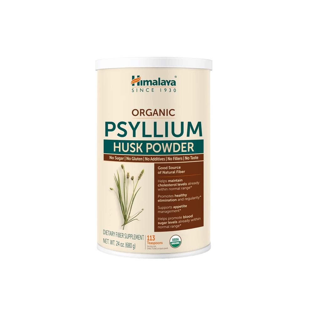 Himalaya Organik Psyllium Husk Toz, Günlük Diyetsel Fiber Tamam, Düzenlilik, Appetite Yönetimi, Sertifikalı Organik, Non-GMO, Yapay Renkler, Unflavored, 113 Teaspoon Supply, 24 Oz Oz