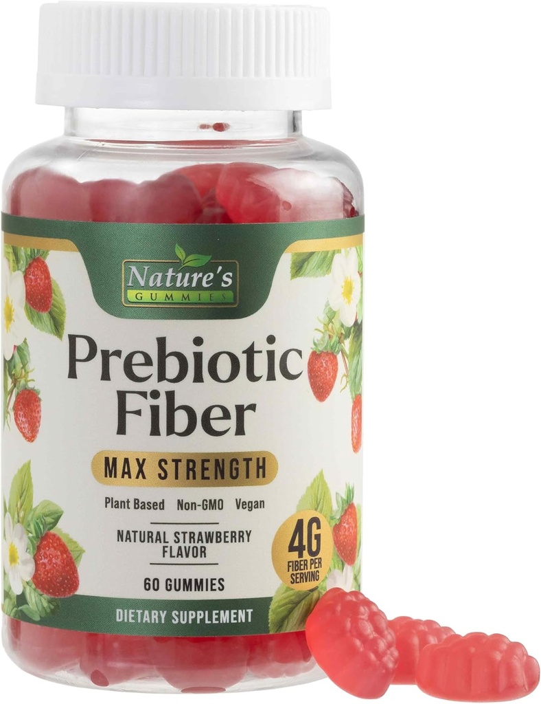 Yetişkinler için Fiber Gummies, Daily 4g Gummy Fiber Supplement, Prebiyotik Gummy Digestive Health Support - Plant Based uli Fiber Chews, Prebiyotiks Supports Regularity & Digestion Non-GMO - 60 Gummies