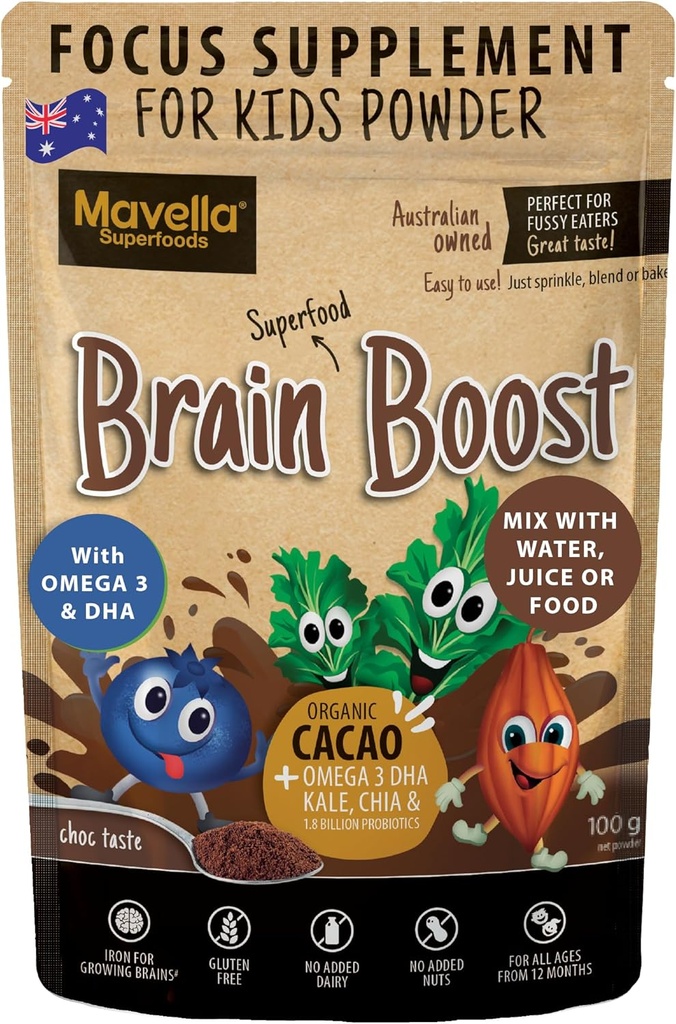Çocuklar için Focus Supplement Beyin Boost - Omega-3 DHA Flaxseed Natural Focus & Dikkat Challenge Support Kids Focus Vitamins 3.52oz (100g)