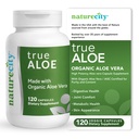 NatureCity True-Aloe Gut Health Support – 80.000 mg Aloe Vera Gel Equivalent Per Servis - Organik Aloe Vera (120 Capsules) Digestive, Skin & Ortak Destek | Easy-to-Swallow Pills