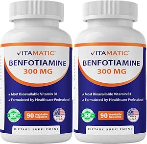 Vitamatic Benfotiamine 300 mg - Fat-plastik Vitamin B1 - Şişe başına 90 Vejetaryen Capsules - 2 Şişe (Top 180 Capsules)