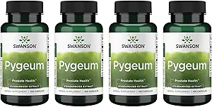 Swanson Pygeum - Erkek Prostate Health, Bladder ve Urinary Tract Health Support - Mens Health Supplement - (100 Capsules, 125 mg Her) 4 Pack