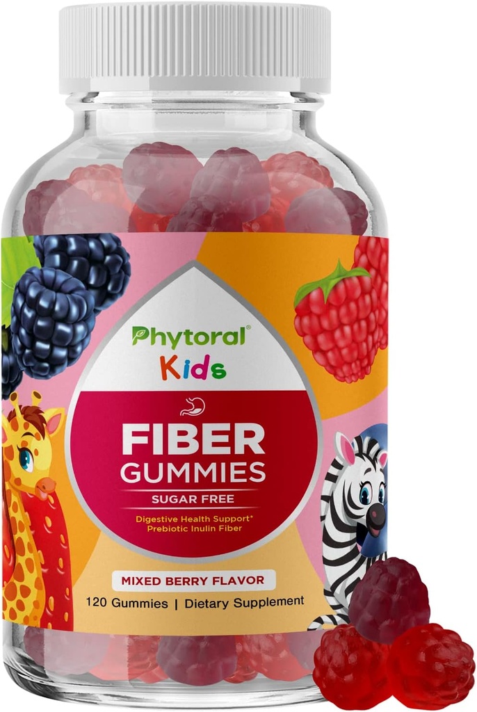 Çocuklar için High Prebiyotik Fiber Gummies - Diyetsel Fiber Supplements for Digestion & Constipation - Chicory Root Kids Immune Gummies - Non-GMO & Vegan Digestive Nutritional Supplements - 120 Count