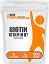 BulkSupplements.com Biotin 1000006 Toz - B7 Vitamini, Saç, Cilt ve Nails - Gluten Free, 1g per Service (10 mg Biotin), 1 kg (2.2 lbs) (Kırsallık B7, Vitaminler)